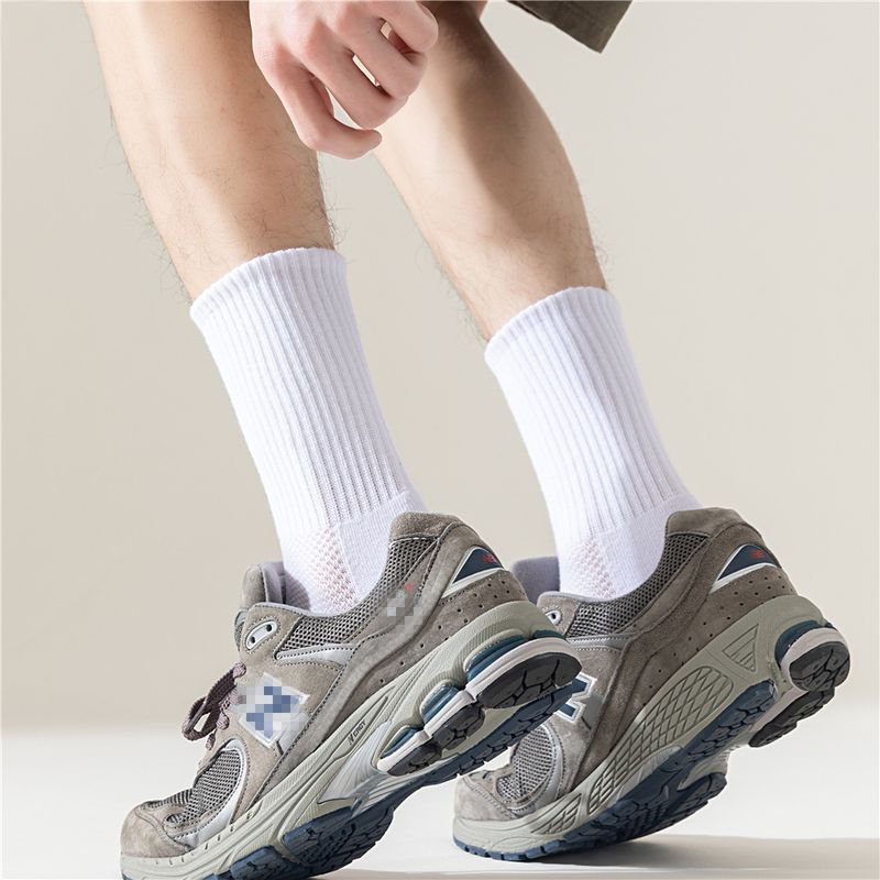 Socks Men's Boat Socks Summer Mid-tube Socks Thin Short Socks Solid Color Cotton Stockings White Sports Socks Half Towel Bottom Length_voghion.com
