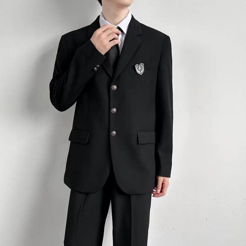 Trendy new suit men's top loose jacket men's spring and autumn versatile casual suit uniform_voghion.com