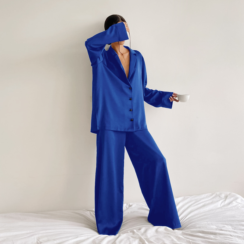 Women's solid color coat pantsuit_voghion.com