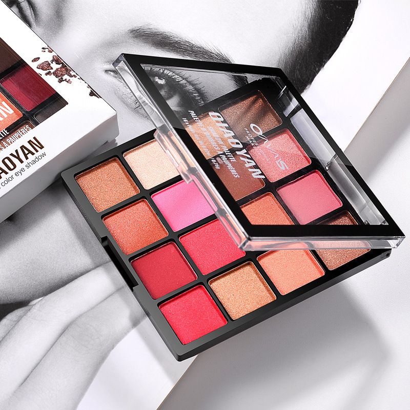 Pretty 16-Color Peach Blossom Pearlescent Palette Earth Color Matte Nude Makeup Beginner Not Easy To Smudge Eyeshadow_voghion.com
