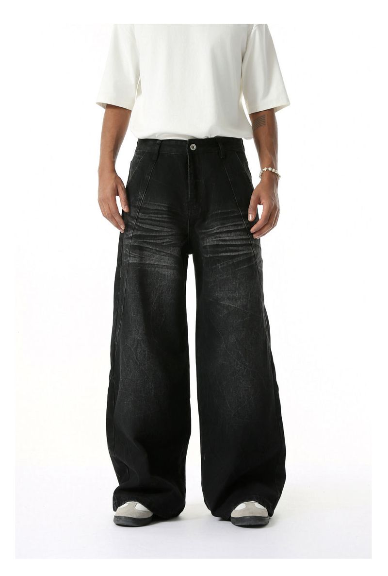 EF JEANS | Denim lavato con maniche a gatto, gamba larga e scesa, tendenza retrò americana, primavera 2025_voghion.com