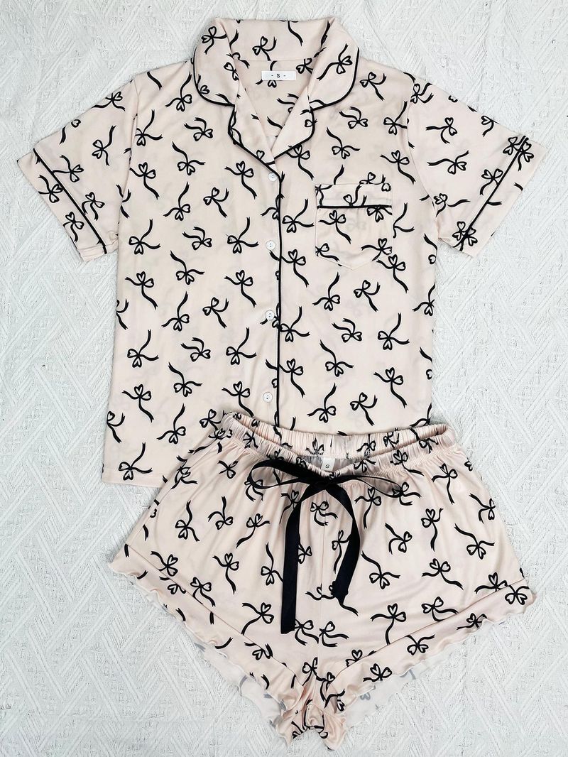 Women's Summer Sleepwear Set – Short Sleeve Top & Shorts – Soft Milk Silk Fabric – Comfortable Home & Outdoor Loungewear_voghion.com