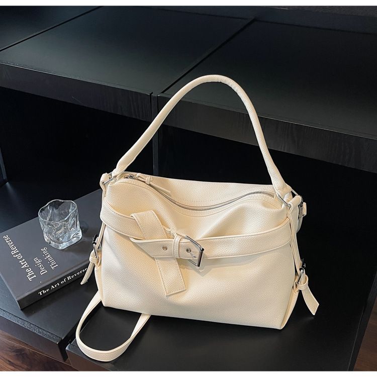 Sac fourre-tout tendance pour femme, grande capacité, en PU souple, avec fermeture éclair, pour un usage quotidien, disponible en noir, beige, marron et argent._voghion.com