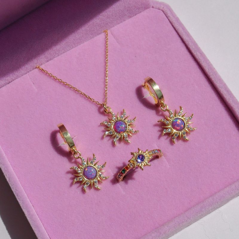 Colar de dopamina retrô opala com pingente de zircônia microincrustada_voghion.com
