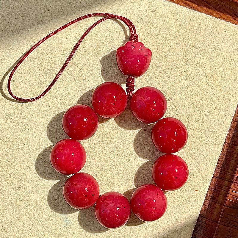 Natural Bodhi And Cat High-end Pendant Keychain Light Luxury Ins Style Phone Chain Exquisite Hand-twisted_voghion.com