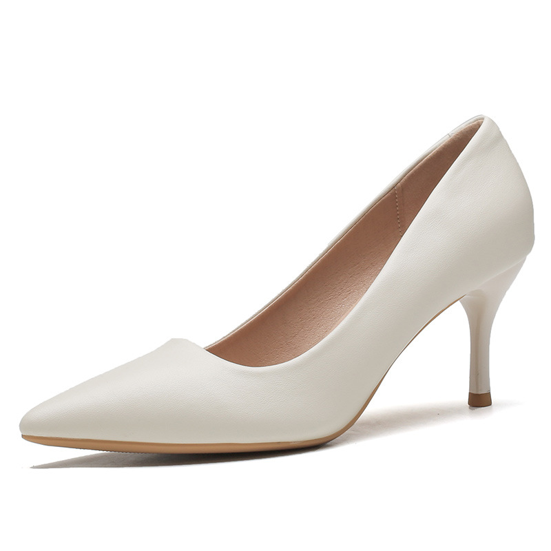 Sharp Pointed High Heels 2025 Spring And Autumn New White Slim Heel Comfortable, Gentle, Elegant, Versatile Work Shoes_voghion.com
