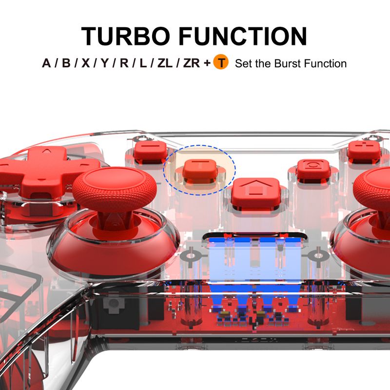 Schalter Spiel Controller Vibration Wake Up Burst Schalter PRO Bluetooth Transparent NS Spiel Controller_voghion.com