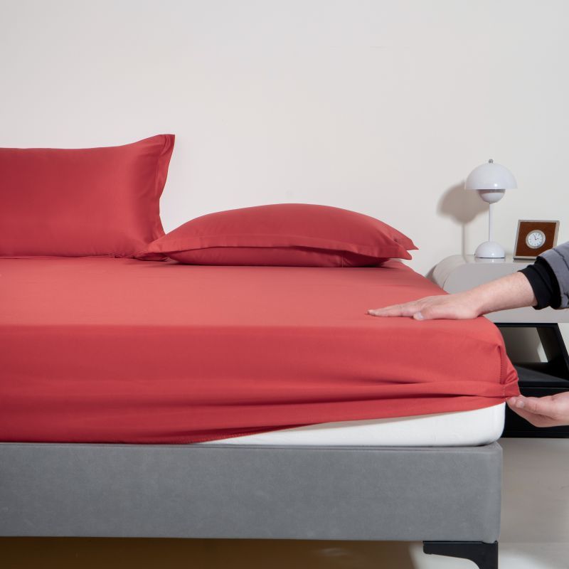 Drap de lit uni en Tencel lavé, 1 pièce, en soie glacée fraîche, protège-matelas en soie_voghion.com