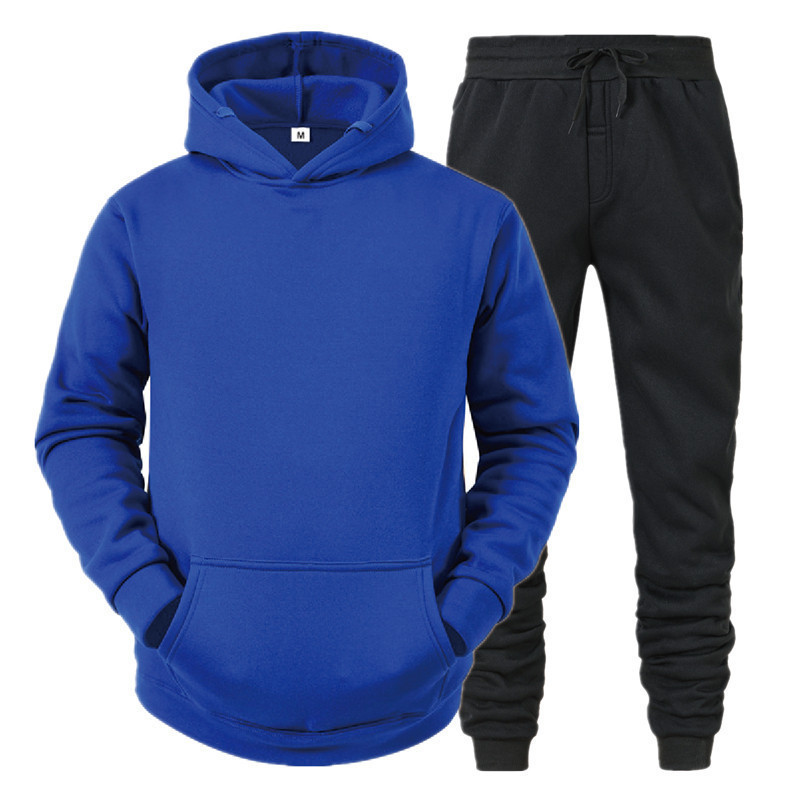 Straight Hoodie Smooth Plate Solid Color Sweater Sport 2 Piece Set Autumn And Winter Fleece_voghion.com
