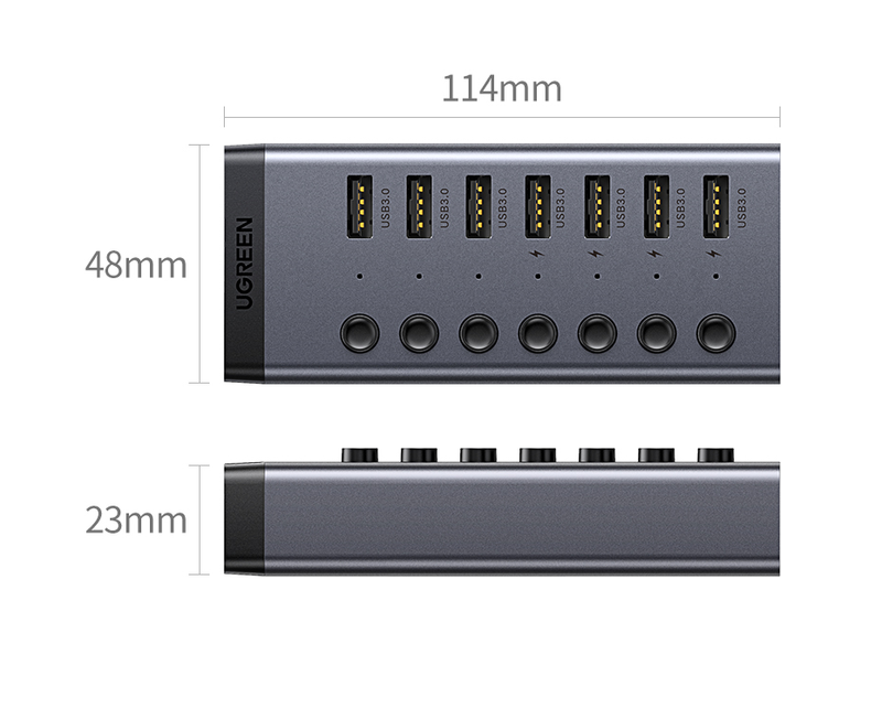 UGREEN USB C Hub 5Gbps 7 Ports USB3.0 Splitter With Individual OFF/ON Switch LED Indicator For PC Laptop MacBook Pro/Air_voghion.com