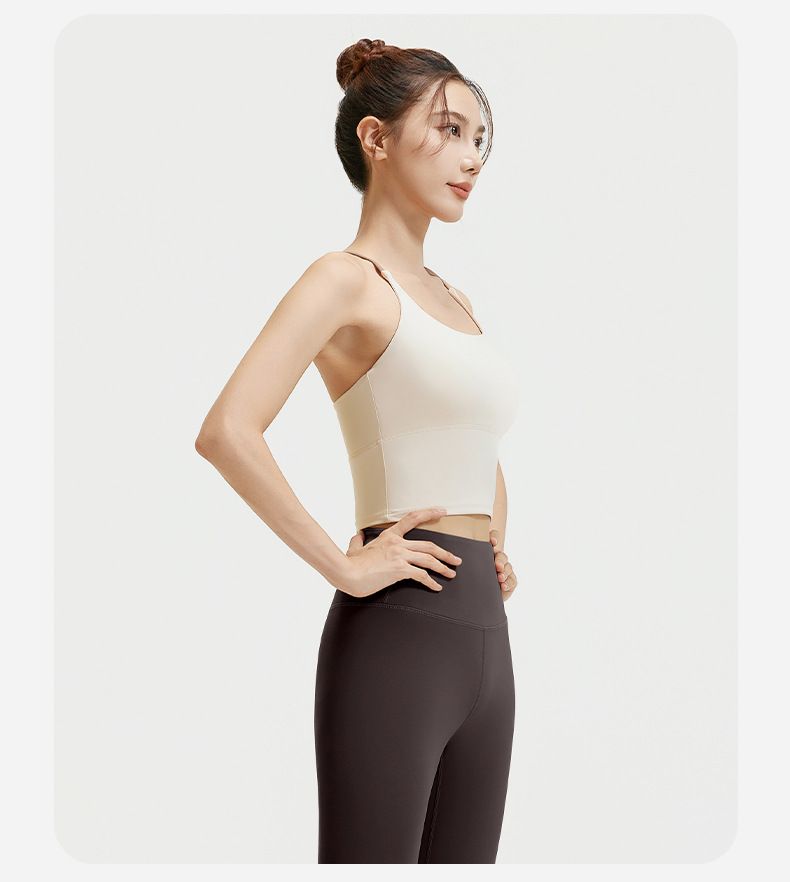 (two pieces )OQQ jumpsuit with wide shoulder straps, detachable chest cushion, threaded tight pants, fitness suit for women_voghion.com