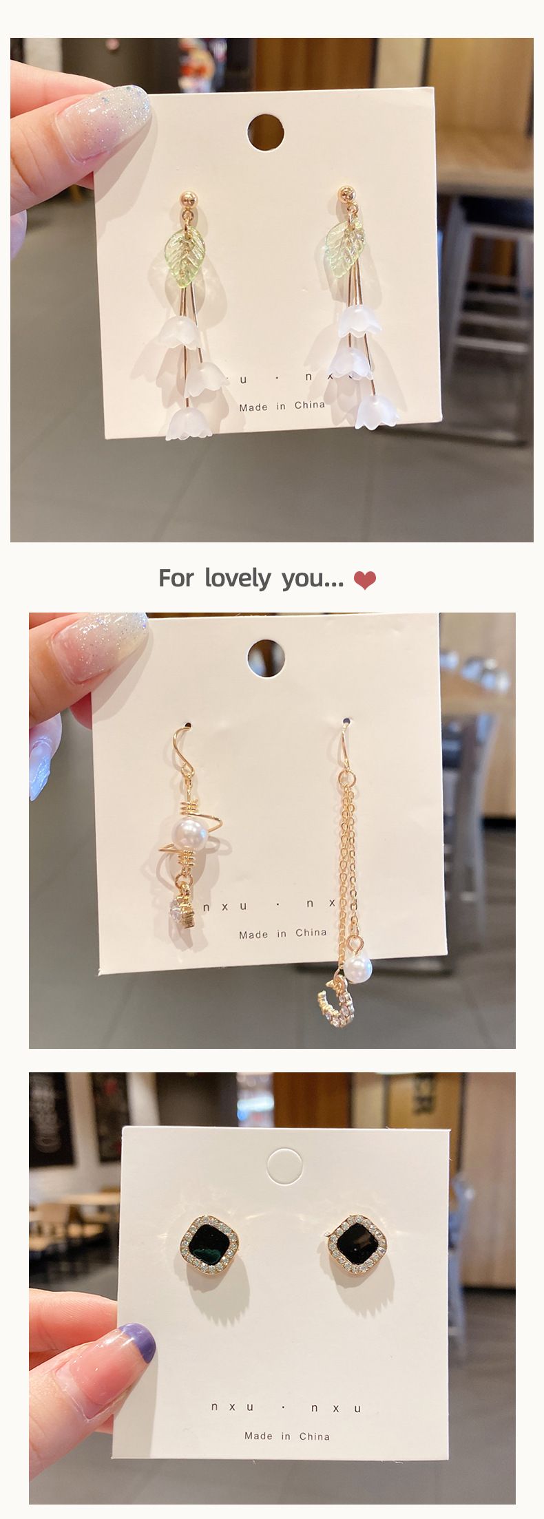 Orecchini coreani semplici ad ago in argento del mercato notturno, design di minoranza femminile, orecchini con nappe alla moda ed eleganti_voghion.com