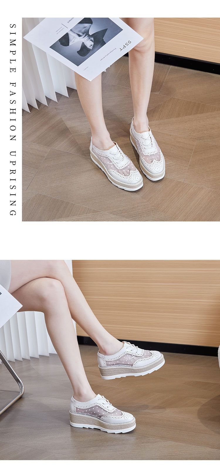 Block dicke Biskuitschuhe für Damen im Frühjahr, neue weiche Sohle, Schnürschuh mit Einzelschuh, Slope Heel, College-Stil,_voghion.com