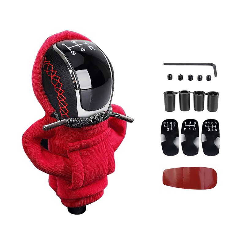 5/6 Geschwindigkeit Universal Ersatz Handbuch Auto Hoodie Shift Modifiziert Stick R PU Leder Schalthebel Kopf Schaltknauf Set_voghion.com