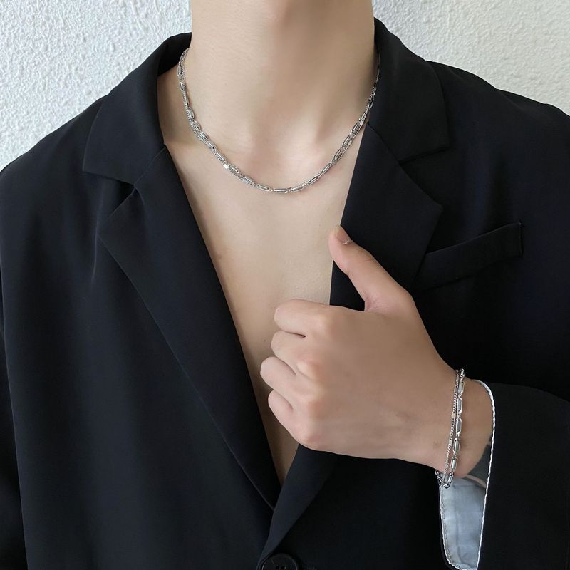 Simple And Versatile Double Layer Stacked Titanium Steel Bracelet For Women In Summer, Light , Ins, Men's Trendy Hip Hop_voghion.com
