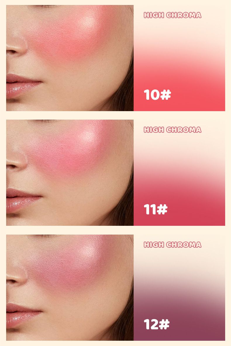 Monochrome Powder Blusher Cream Matte Nude Makeup High Gloss Rouge 12 Color Pearl Light Fine Shiny Powder Blusher_voghion.com