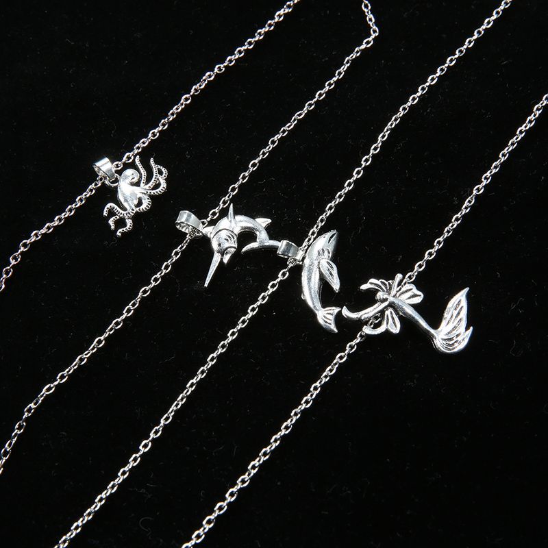 Nuova collana con ciondolo multistrato personalizzato alla moda con tonno, ippocampo, squalo e polpo_voghion.com