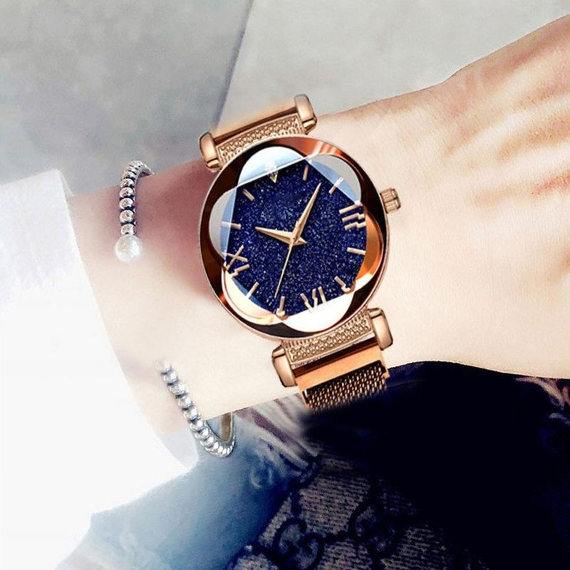 Yamaler Starry Sky Watch magnetilise rihmaga ümmarguse numbriga naistele mõeldud kvartskäekell kohtinguteks_voghion.com
