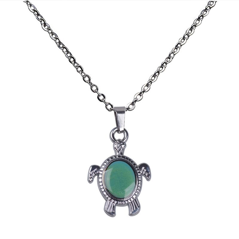 Cute Little Turtle Feels Warm and Moods Change Color Stainless Steel Necklace Engraving_voghion.com