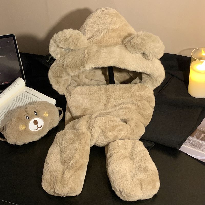 Set di cappello invernale soffice, sciarpa, guanti, berretto morbido in maglia con paraorecchie e accessori floreali staccabili, calda fodera in pile, coulisse regolabile_voghion.com