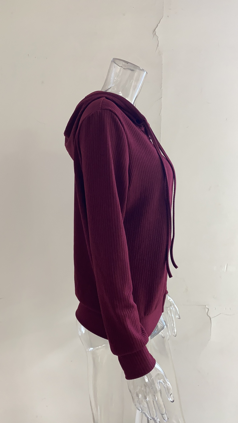 Pull en maille ajouré à col en V de style polonais, couleurs unies - Pull ample en mélange de coton respirant pour femme_voghion.com