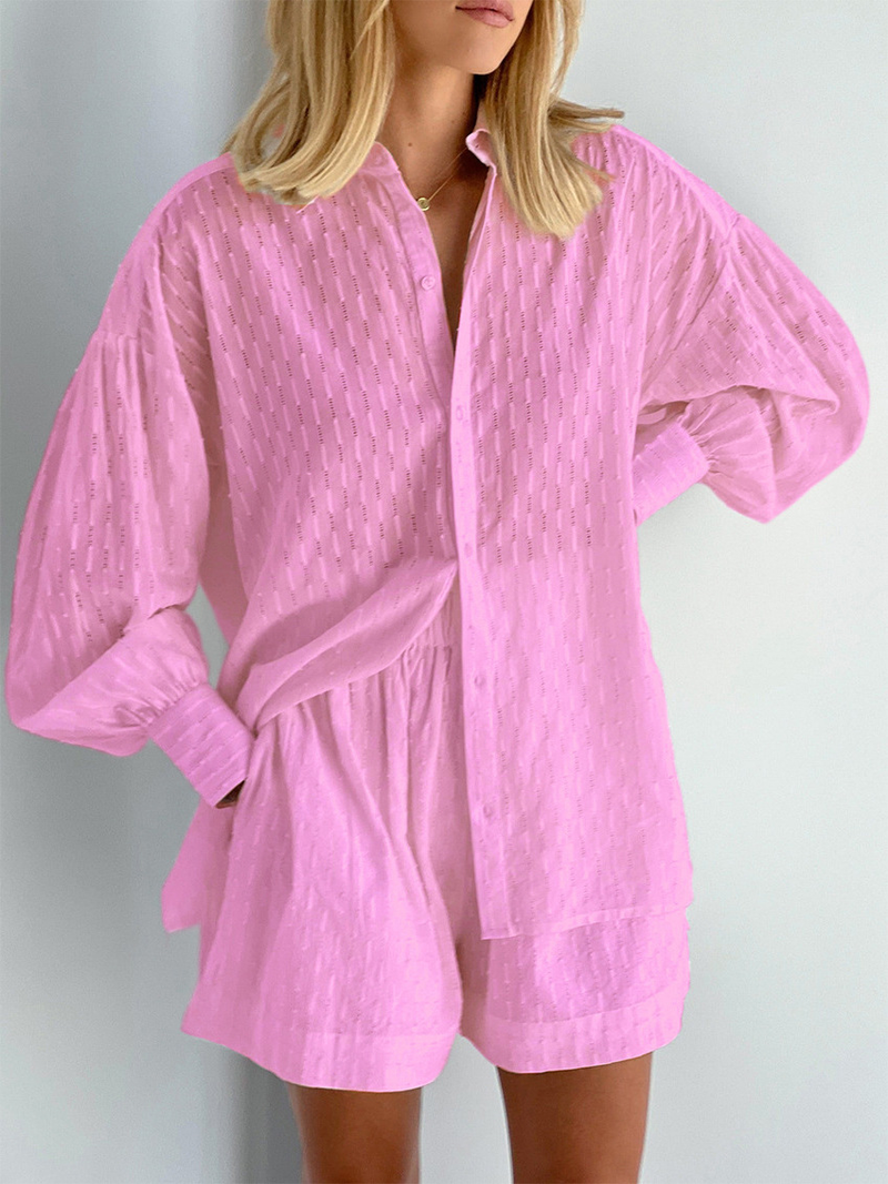 Women's fashion jacquard niche French long-sleeved dress shirt_voghion.com