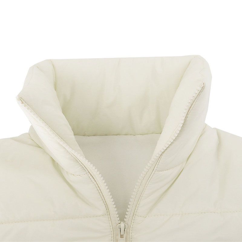 Gilet trapuntato da donna con collo alto, giacca imbottita senza maniche per autunno inverno, moda streetwear in bianco, nero, grigio_voghion.com