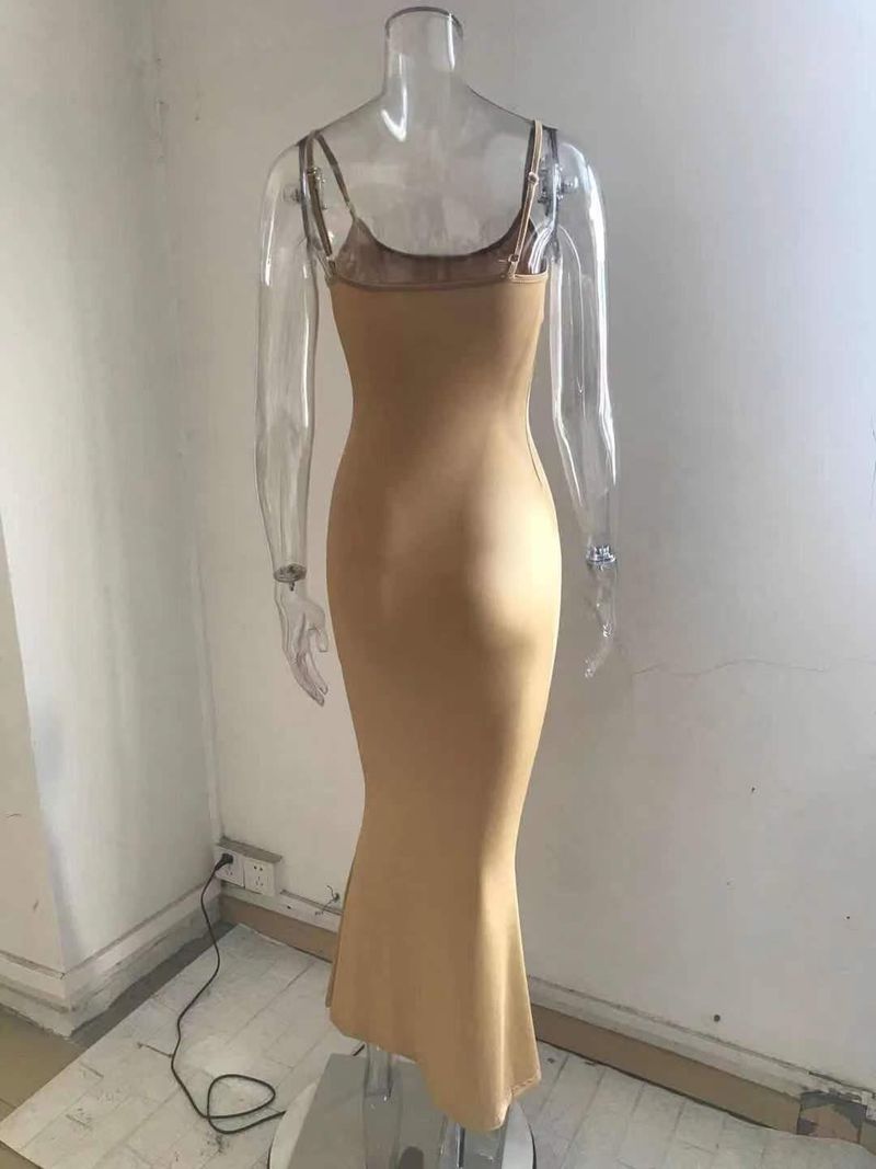 Damenbekleidung Langes Kleid Lässiges, schmales, langärmliges Heimkleid_voghion.com