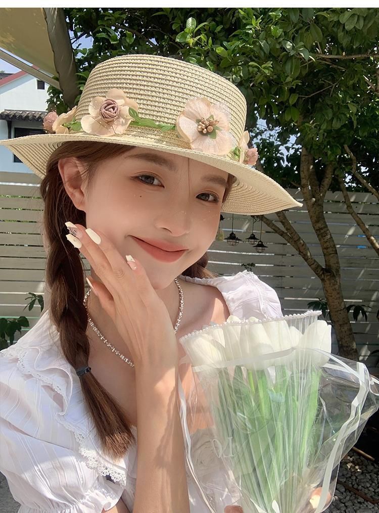 Cappello estivo con protezione solare, cappello da spiaggia, cappello di paglia intrecciato_voghion.com