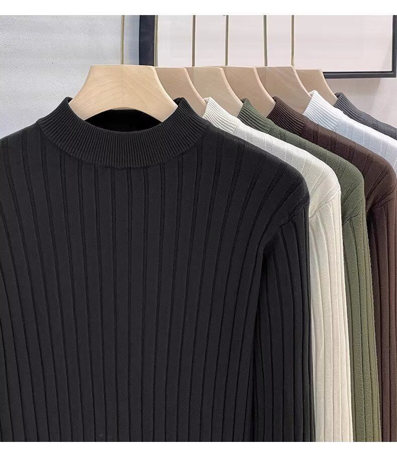 Slim-Fit Herren-Pullover mit halblangem Rollkragen – Atmungsaktiver, einfarbiger Strickpullover für den urbanen Business-Casual-Look_voghion.com