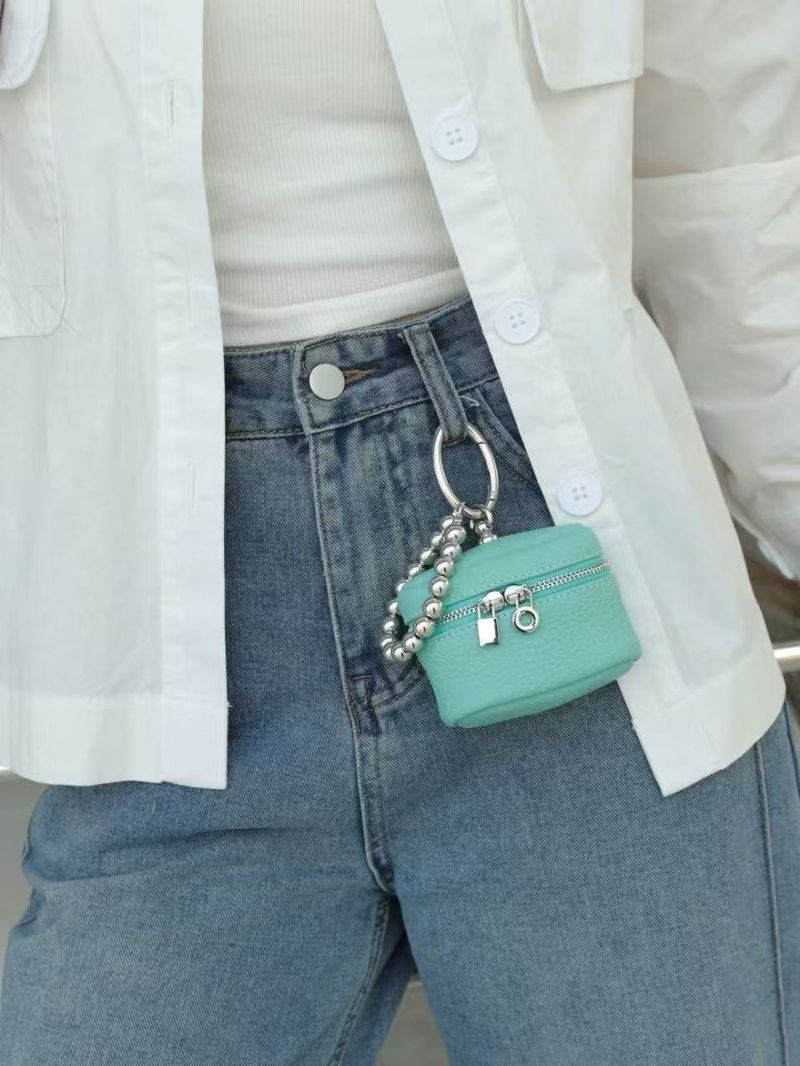 Top Layer Cowhide Fashionable Neck Hanging Compact Lunch Box Women's Genuine Leather Lychee Texture Lipstick Mini_voghion.com