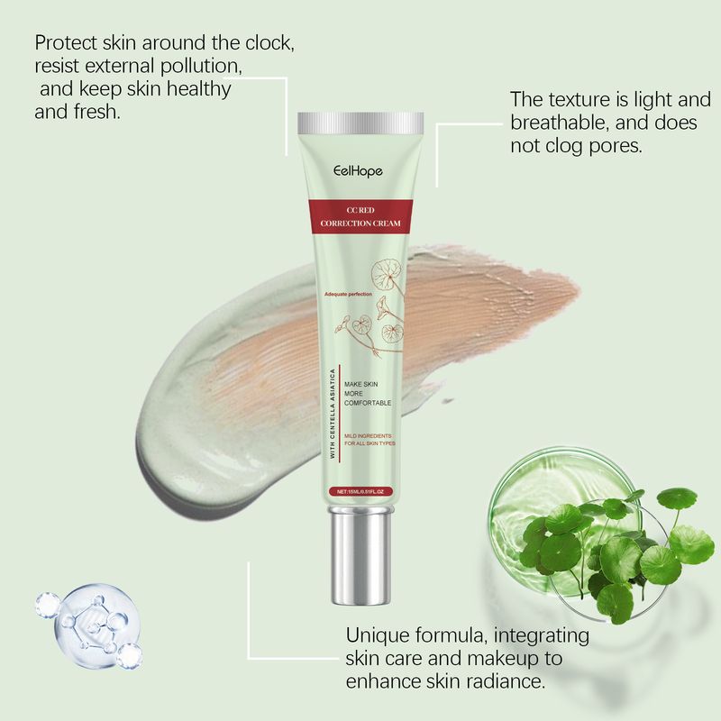 EelHope Centella CC Cream ist sanft, feuchtigkeitsspendend, Concealer, Foundation Make-up, Nude Make-up, aufhellend, leicht,_voghion.com