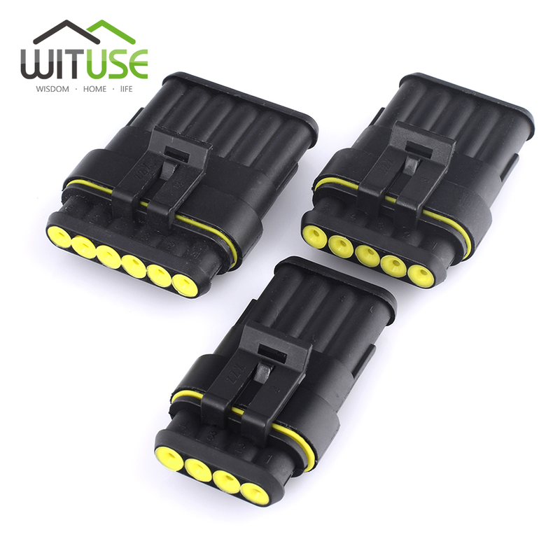 5pcs/lot 1/2/3/4/5/6 Pins Way AMP Super Seal IP68 Waterproof Electrical Wire Connector Plug For Car Waterproof Connector_voghion.com