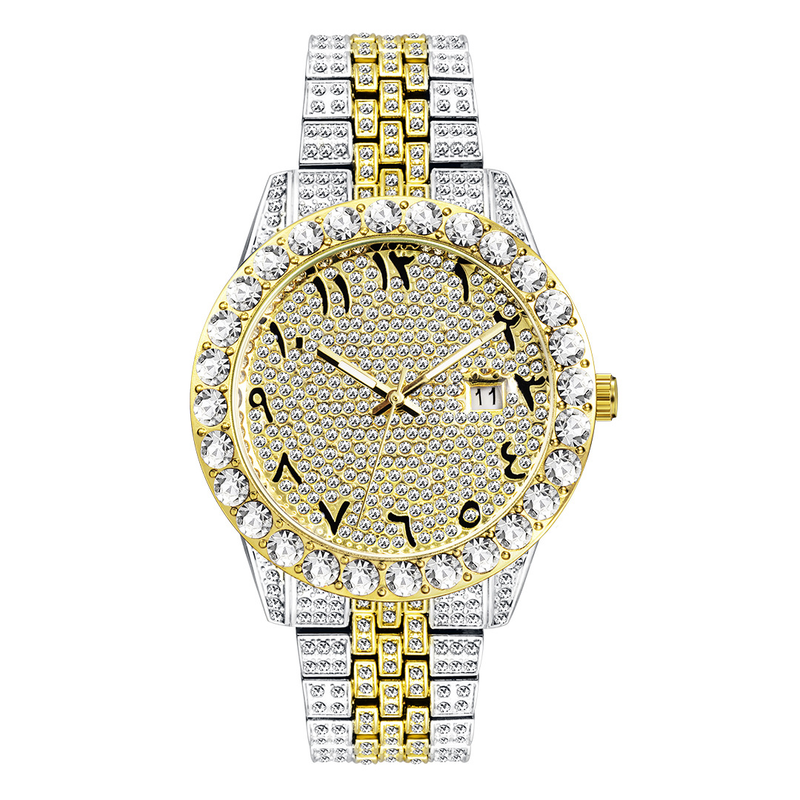 MISSFOX Herren-Armbanduhr, Hip-Hop-Mode, voller Diamanten, hochwertiges Gold, großes Zifferblatt, wasserdichte Quarzuhr_voghion.com