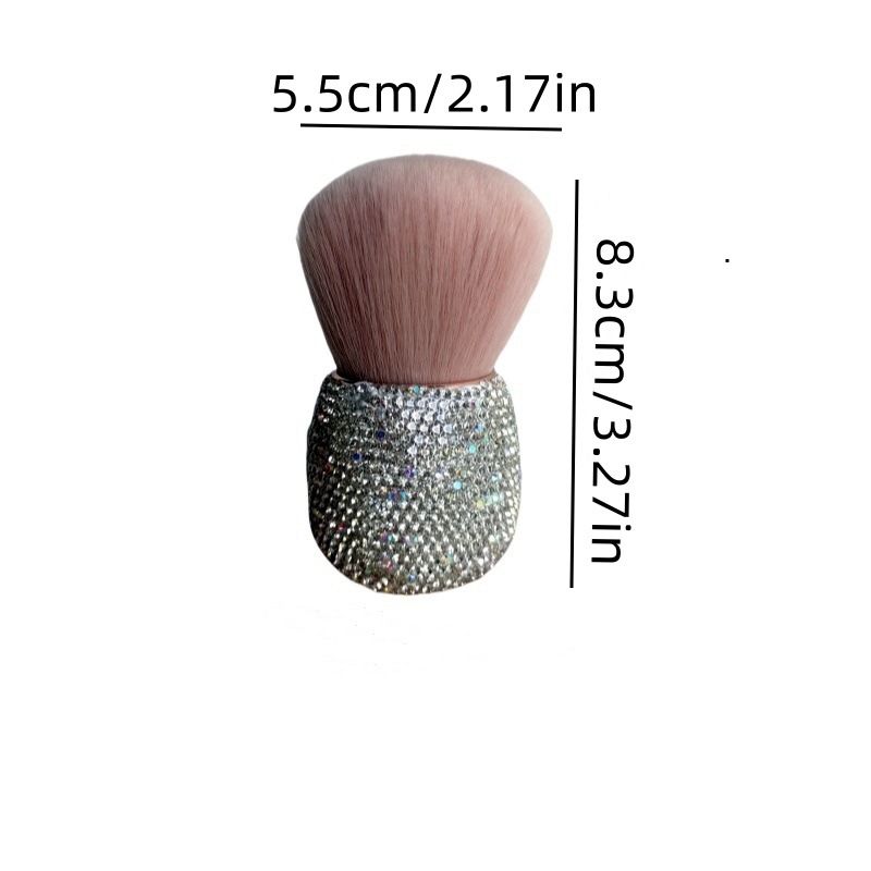 Diamantbesetzter tragbarer, multifunktionaler, weicher, loser Puderpinsel, Schönheits-Nagelreinigung, gerader Stil_voghion.com