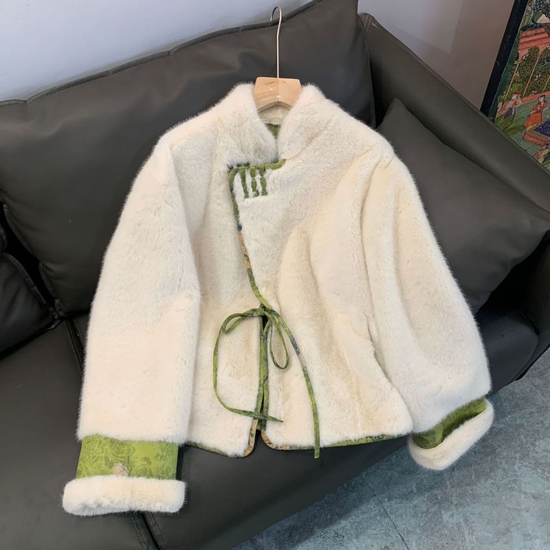 Giacca da donna in pelliccia sintetica di visone, indossabile in due modi, cappotto invernale in stile cinese, lunghezza corta, eleganza retrò, S/M/L_voghion.com