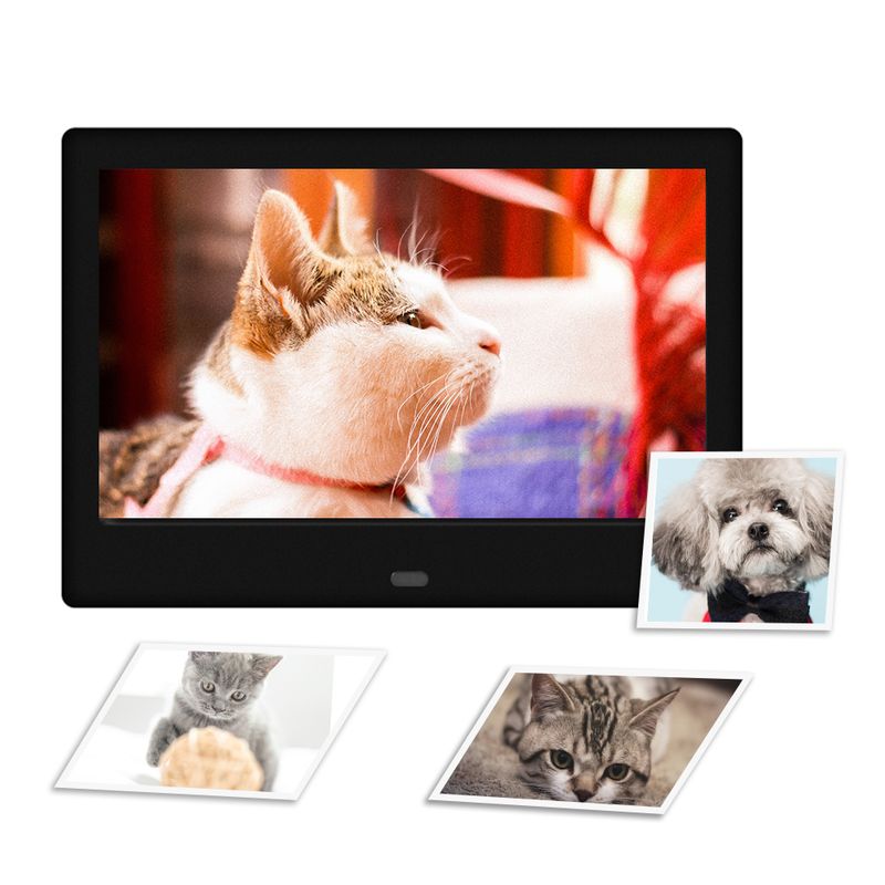 7inch HD LED Digital Frame Clock Calendar 800x480 Smart Electronic Photo Album MP3 MP4 Music Player With Remote Control_voghion.com