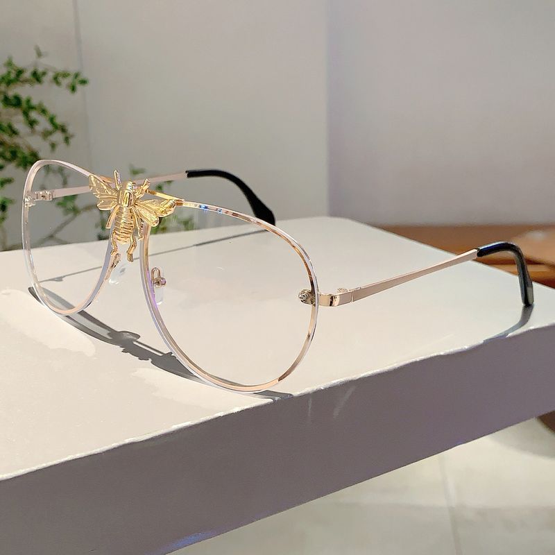 New Wind Bee Frog Fashion Metal Large Frame Internet Celebrity Same Style Sunglasses_voghion.com