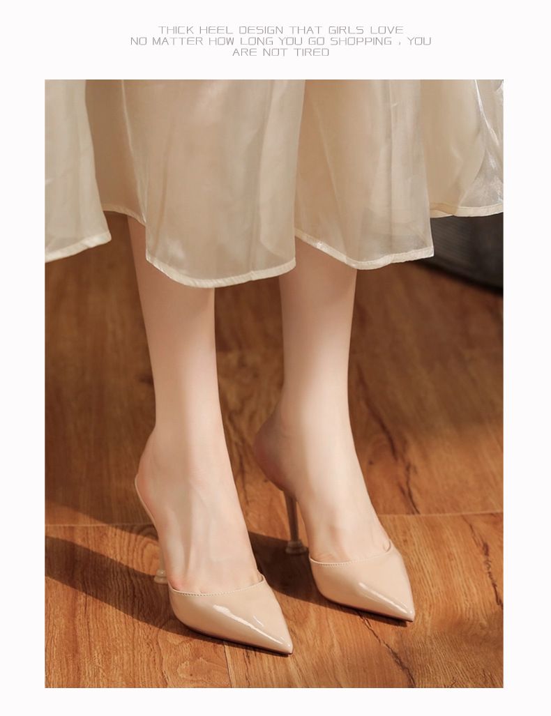 6288-3 Slippers High Heels Leather Simple Daily Professional Commuting Women's Shoes Thin Heel Pointed Toe OA Elegant_voghion.com