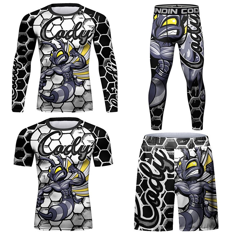 Tuta sportiva a compressione da uomo, nuova, traspirante, elastica, aderente, abbigliamento versatile per esterni._voghion.com