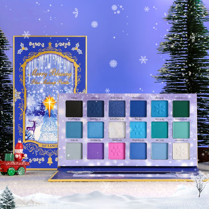 18 farbe lidschatten tablett Weihnachten Rot grün serie schnee Blau perle matt gold zwiebel make-up_voghion.com