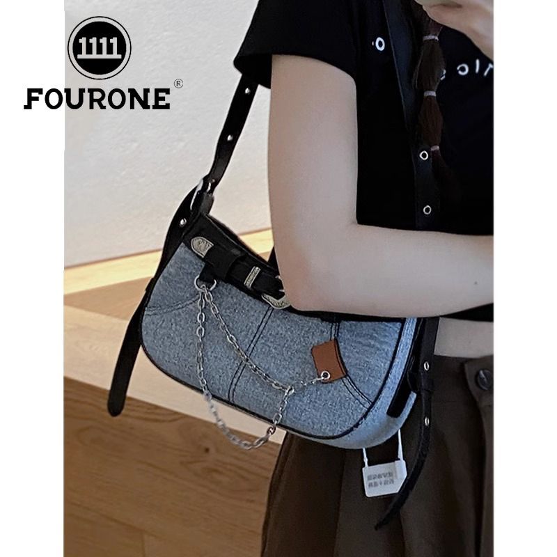 FOUR ONE borsa a tracolla da donna in denim di alta qualità, versatile e da indossare sotto le ascelle, borsa a tracolla testurizzata_voghion.com