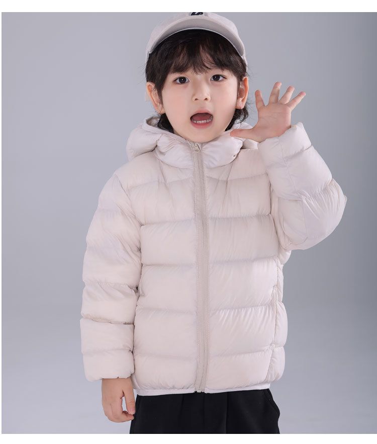 Premium Kids' Hooded Down Jacket – 94% White Duck Feather Fill, Lightweight Winter Coat For Boys & Girls (Black/Pink/Yellow/Beige/Purple), 90-150cm_voghion.com
