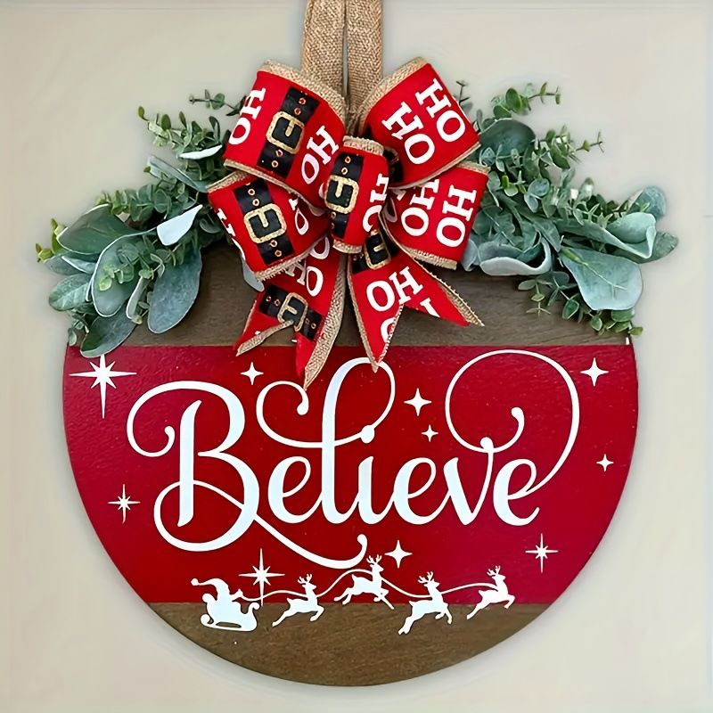 Grenzüberschreitende Weihnachts-Holzschild-Anhänger für Gartenhof, Tor, Hintergrund, Wanddekoration, Fenster, Wandbehang, neuer Weihnachtskranz_voghion.com