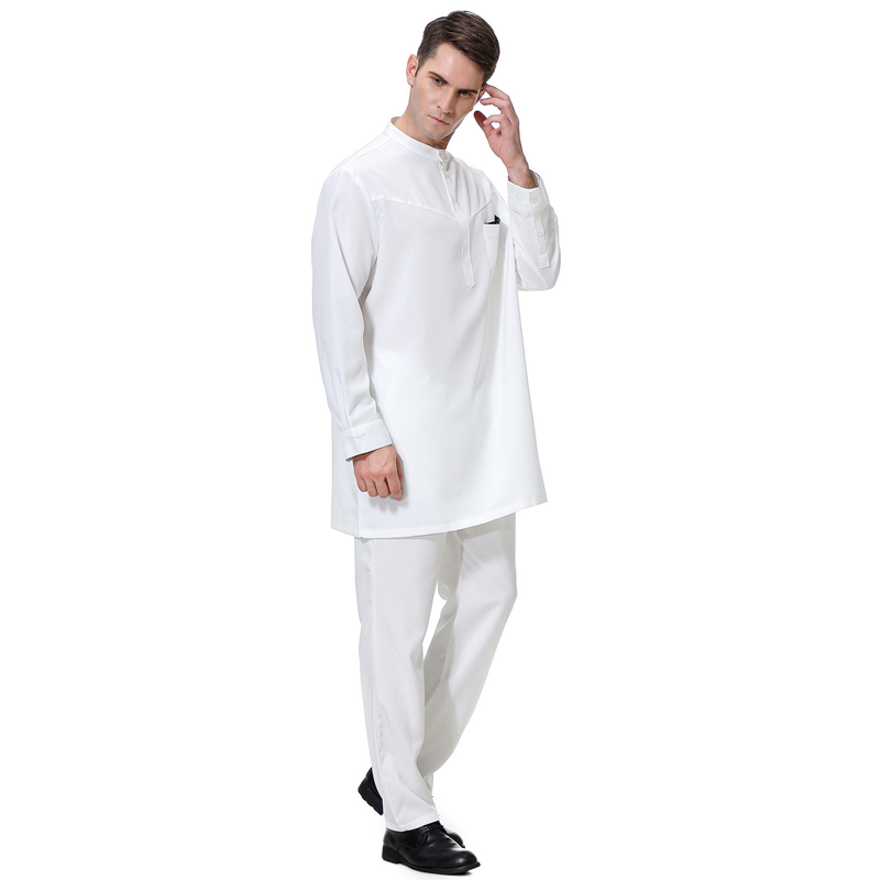 Ropa de hombre Conjunto de pantalones largos para hombre caftán musulmán_voghion.com