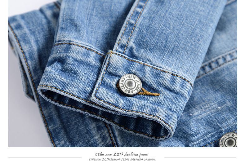 Hübsche Jeansjacke für Herren im koreanischen Stil – trendiger Slim Fit-Freizeitmantel mit heller Waschung – jugendliche Streetwear für alle Jahreszeiten_voghion.com