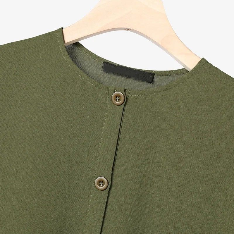 2025 Muslim Solid Color Women's Two-Piece Casual Loose Long Sleeve Wide-Leg Pants Set_voghion.com