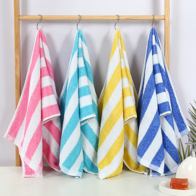 Pure cotton bath towel jacquard stripe 35 * 90 soft absorbent large towel can be embroidered as an advertising gift_voghion.com