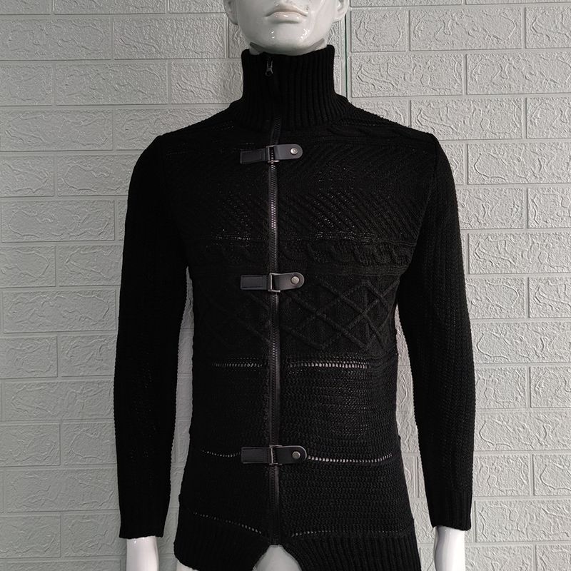 Herrenbekleidung Herrenbekleidung 2024 Herbst und Winter Neuer verdickter Rollkragenpullover Langarmpullover mit Lederschnalle_voghion.com