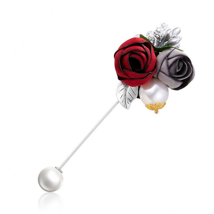Elegante spilla a camelia da donna con fiore in tessuto di vendita calda, ago lungo perlato, spilla con inserimento a una riga_voghion.com